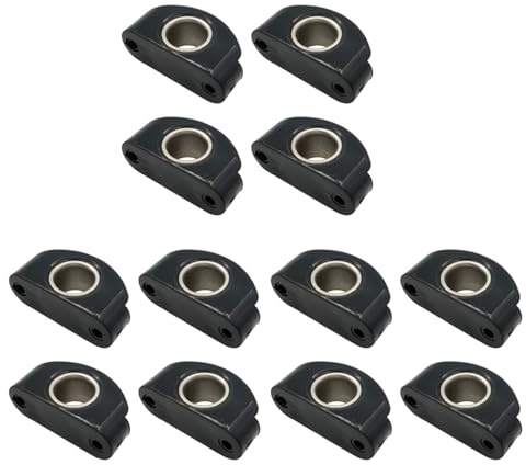 FOIJPPINP Passacavo per Barche Marine Bullseyes in Nylon Nero 12 mm 1/2 Pollice Inserto in Acciaio Inossidabile, Puleggia per Barche, 12 Pezzi