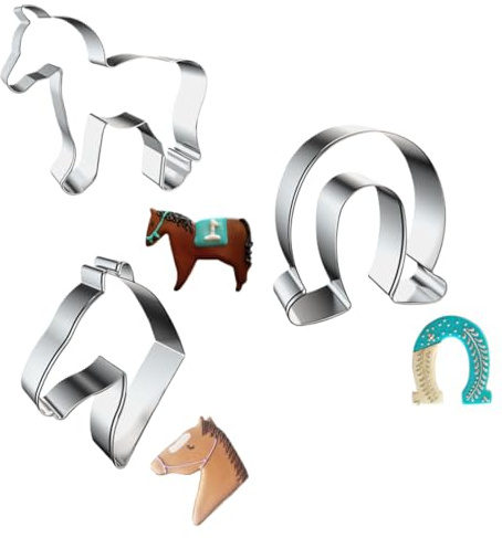 Lot de 3Moldes Galletas Animales, Moldes de Metal de Acero Inoxidable, 3D Cortadores Galletas para Niños, para Cocina, Hornear, Cumpleaños