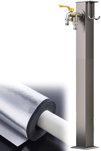 Generico Rubinetto da Esterno Indipendente in Acciaio Inox - Rubinetto per Colonna d'Acqua antigelo a Doppio beccuccio, Fontana Verticale con idrante per irrigazione da Giardino (Nero, 6x60 cm)
