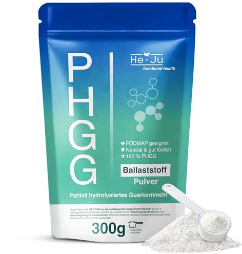 He-Ju PHGG Polvo de fibra (Fibalance) 300 g, FODMAP, 60 porciones