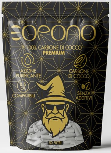 Eopono 50 filtros de carbón activo de 5 mm de diámetro, doble cerámica, filtrado optimizado, carbón de coco natural