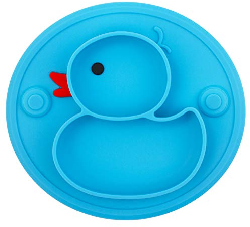Piatto con Ventosa per Bambini in Silicone, Piastre per Neonati portatili per bambini, aspirazione potente su tavola, lavastoviglie e microonde sicura dalla FDA