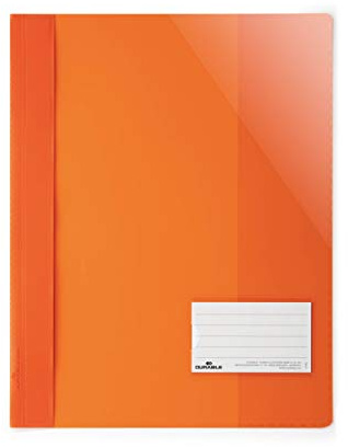 Durable Sichthefter für Din A4, Überbreite, orange, 25er Packung, 269009 | Schnellhefter mit Klarsichthülle, Beschriftungsfenster, Innentasche, für Prospekthüllen geeignet