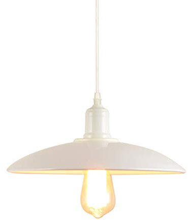 Mengjay Lampada a Sospensione Vintage Industriale Edison Illuminazione a Soffitto Metallo Plafoniera Classica per Sala Bar Ristorante Ufficio Retro, Senza Lampadina, E27 Lampadario (bianca)