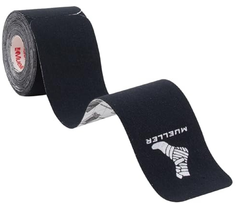 Mueller Sports Medicine Typhoon Kinesiology Therapeutic Tape, Quality Athletic Tape, Latex Free, 20 Pre-Cut I-Strips, 2 x 9.75 Each Strip, Black