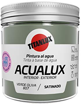 Titanlux Acualux pintura acrílica multiadherente Satinado Verde Oliva 75 ml