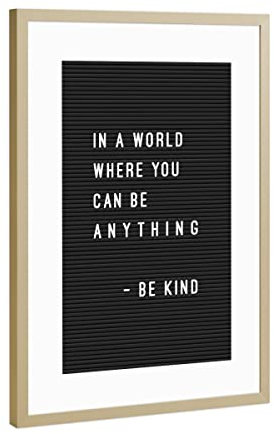artboxONE Poster mit Rahmen Gold 60x40 cm Selflove Letterboard Be Kind von Hafenkönigin - gerahmtes Poster