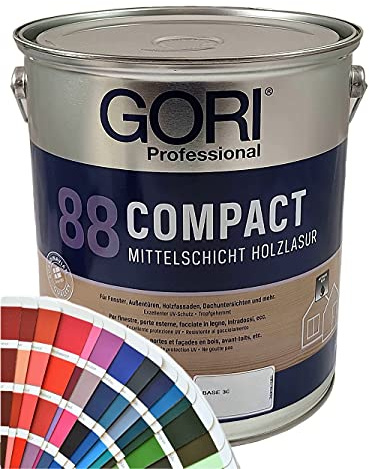 Gori 88 Compact Mittelschicht Holzlasur Sonderfarbtöne (5,00Liter, 2075 Antikweiss)