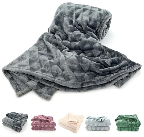 heimtexland Hochwertige Flanell Kuscheldecke XL 200x150 cm Raute super Flauschige Wohndecke Geschenkidee Geburtstag Weihnachten kuschelweich Ökotex Typ754 Anthrazit Grau