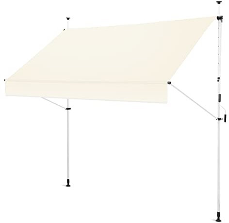 Gartenfreude Klemmmarkise 300 x 120 Sonnenschutz Balkonmarkise Campingmarkise ohne Bohren, Weiß – gerader Schnitt, 4900-1530-208, Klemmmarkise 300 x 120 cm - Weiß