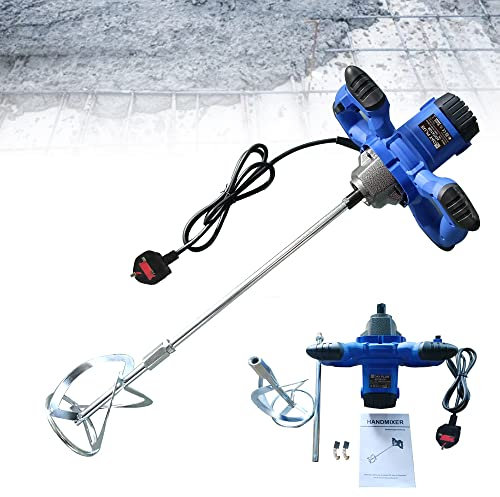 Portable Concrete Mixer Electric Cement Mixer with M14 Spiral Rod, 2600W Handheld Paint and Mortar Mixer, Grout Plaster Whisk Mixer, Drill Mixing Paddle, Feed Stirring Tool, 6 Speed Adjustment