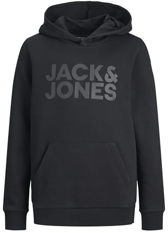 JACK & JONES Boy huvtröja logo huvtröja junior, svart, 164
