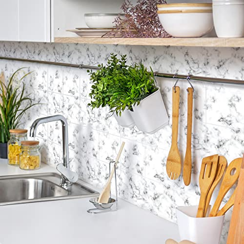 Ambiance Sticker Vinilos Autoadhesivos, Decoración de Paredes, Adhesivos de Azulejos para Baño y Cocina Azulejos Efecto Cemento Mabré Noir et Blanc - 24 Vinilo Azulejos de 10 x 10 cm