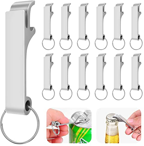 Sinofort 12 Stück Flaschenöffner Schlüsselanhänger, Aluminium Bieröffner | Silbrig Schlüsselanhänger, Flaschenöffner Mini Bottle Opener für Bar Party Camping und Familie