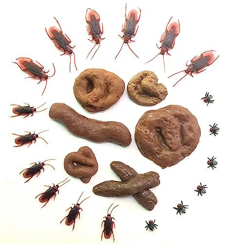 KALUROIL 24 PCS Engaña a tus amigos con estas caca falsa y cucarachas realistas! Juguete de broma perfecto para el Día de los Inocentes y fiestas divertidas