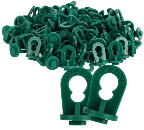 com-four® Clip per Serra 100x - Supporti per Piante stabili con Elevata capacità di carico - Dispositivi di Sospensione per Serre e Giardini d'inverno - Occhielli per binari (100 Clip - Verde)