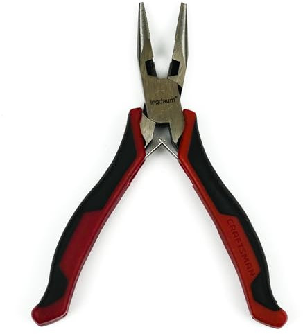 INGDAUM® Pinze a becco lungo, piegate 4 pollici/ca. 100 mm, in acciaio al carbonio, lucidate, per inserire in modo sicuro venature e tagliare fili (pinze a becco lungo, lucidate)