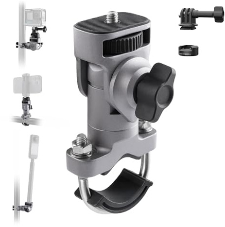 PGYTECH CapLock Soporte Perno en U, Aluminio Arnés Manillar Moto Bicicleta | Abrazadera Fuerte con Adaptador Rosca 1/4, Compatible con GoPro/DJI Osmo/Insta360, Sistema de Liberación Rápida