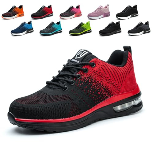 Hitopteu Scarpe Antinfortunistiche Uomo Donna Leggere Estive Scarpe da Lavoro con Punta in Acciaio Traspiranti Scarpe Sicurezza Sportive Antiscivolo