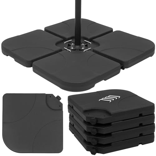 SPRINGOS Pied de parasol extérieur 4 dalles 60l noir avec ancrage plastique remplissable stable pour support croix balcon terrasse jardin universel