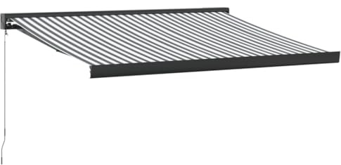 vidaXL Markise Einziehbar, Gelenkarmmarkise Wandmontage, Sonnenmarkise für Garten Terrasse, Balkonmarkise, Anthrazit Weiß Stoff Aluminium
