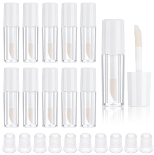 10Pcs Lip Gloss Tubes Empty 1.2ml Mini Refillable Lip Balm Bottles Empty Lip Gloss Tubes with Wand Clear Lip Gloss Containers Makeup Containers Bottles for Lipstick Samples Lip Balms Lip Gloss Making