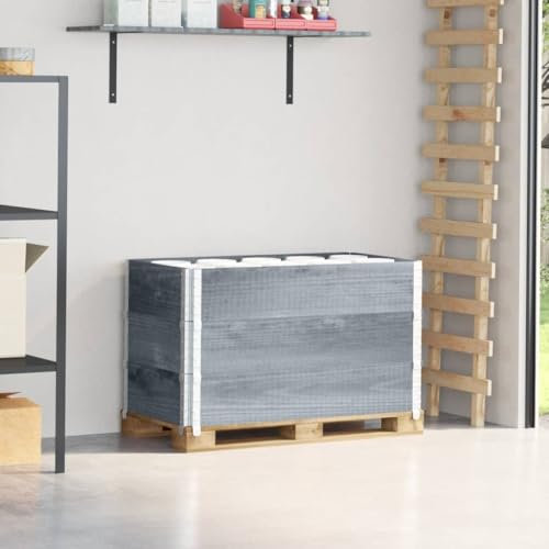 Lechnical Pallet Collars 3 pcs Grey 100x50 cm Solid Wood Pine,Pallet Collars,Versatile for Storage or Raised Garden Bed,Space Saving-3295372