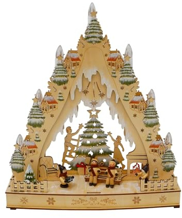 HTI living LED Schwibbogen aus Holz 35 cm breit Weihnachtsbeleuchtung Leuchtbogen
