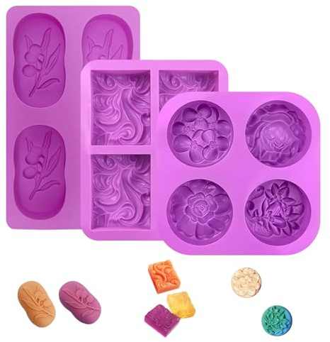 Bogoro stampi per saponette fai da te stampo per sapone 3 Pezzi Stampi in Silicone Stampo per Sapone in Riutilizzabili e Antiaderente per Saponette Fatte a Mano resina candele muffin budini