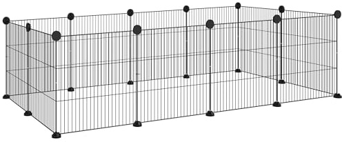 PawHut Cage Parc enclos pour Animaux domestiques L 140 x l 70 x H 35 cm Bords arrondis Fil métallique Noir