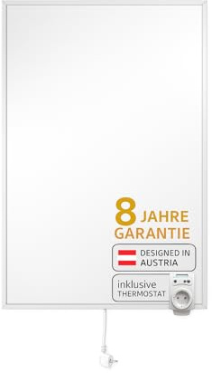 heatness Infrarotheizung mit 450Watt 60x90cm - individuell Einsetzbar (Wandheizung, Deckenheizung oder als Standgerät) für bis zu 10m² (mit Thermostat)