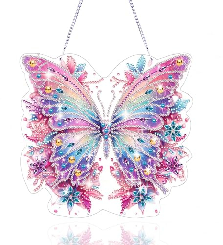 OuMaiFeng Bausätze für Diamantmalerei,Weihnachtsdeko,Brillante Diamond Painting Schmetterling,Schmetterling Diamond Painting Erwachsene Kinder Fensterbilder Beidseitig für Kunstwerke und Entspannung