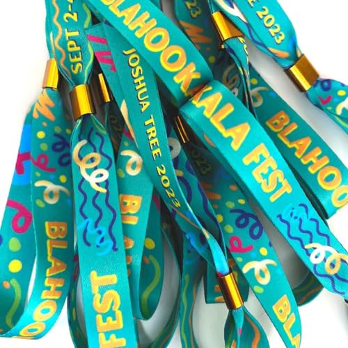 50 pulseras de tela personalizadas for eventos, pulseras desechables de colores con texto personalizado, pulseras de identificación for fiestas VIP, bodas y fiestas.