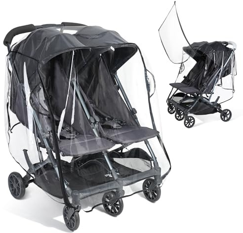 Orzbow Regenschutz für Geschwisterwagen, Universal Regenschutz Zwillingsbuggy mit Fenster, Atmungsaktiv Regenschutz für Zwillingskinderwagen, Geruchlos, Bequemer Einbau, Wasserdicht, Transparent