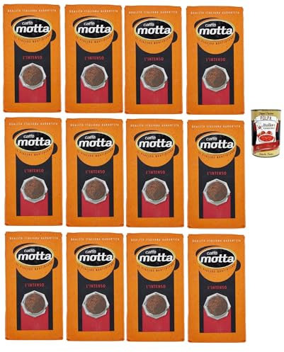 Motta Caffe L'Intenso, Caffè Macinato, caffe' italiano, Caffè Macinato, Italian Café moulu, convient pour cafetière Moka, Lot de 12x 250 gr + Italian Gourmet polpa