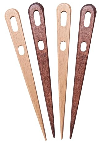 4Pcs Multipurpose Large Two-Eyed Nalbinding Needle – Tapestry Needle for Weaving, Knitting, and Crochet – Handmade Binding Tool in Beech Wood