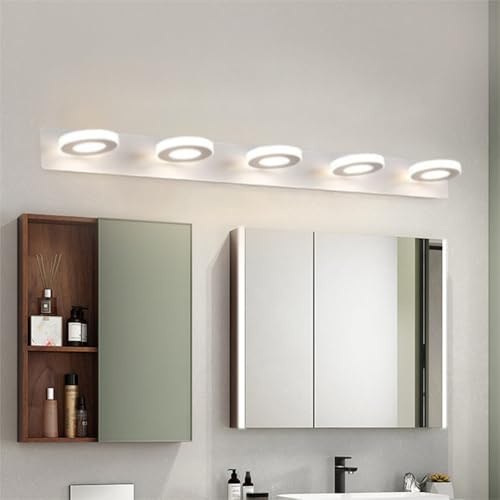 XINYASEE Lampe LED pour miroir de salle de bain, 10-25W Applique murale pour salle de bain, Applique murale pour vanité et maquillage, Blanc (5 têtes)