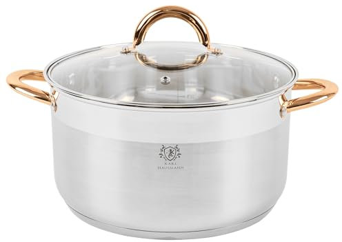 KARL HAUSMANN Pentola Acciaio Inox - 6L - 26 cm - Casseruola Induzione con Coperchio Vetro - Pentola Inox 18/0 - Scala Misura - Per Tutti i Fuochi - Pentole Acciaio Inossidabile