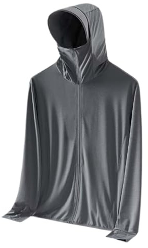 YOSUWOAI Sun - Sudadera con capucha para hombre UPF 50+ UV, protección solar, chaqueta de manga larga para exteriores, senderismo, deportiva, camiseta de manga larga con capucha, para verano, fina