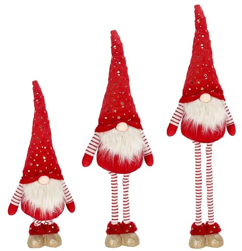 CREOLOGIC XXL-Wichtel Figur 105 cm · Wichtel Teleskopbeine · Weihnachtsdekoration Wichtel · Nordic Wichtel · Deko Wichtel · Dekorationsfiguren · Weihnachtswichtel Mann · Gnom (Rot/Weiß Mann)