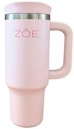 ZÖE Vaso Térmico 30 oz (887 ml) MAGIC PINK con Asa, Pajita y limpia pajita • Acero Inoxidable 18/8 • Doble Pared • Mantiene Frío 24h y Calor 12h • Libre de BPA • Diseño Premium