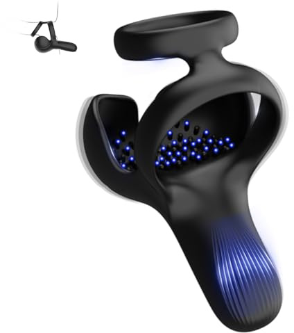 [Upgraded] 3-in-1 Vibrating Cock Ring for Men, 2 Rings Penis Ring Vibrator with 10 Vibrating Modes, Male Sex Toys for Testicle Stimulation | Erection | Restoring Vitality, Adult Toy for Couples