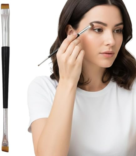 YIPFEN 1 pincel de doble punta para cejas/delineador de ojos, con una punta angular y ultrafina para una aplicación precisa, adecuado para delineadores en polvo, crema y líquido.