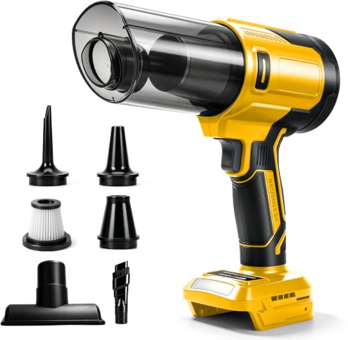 Batteridriven handdammsugare, kompatibel med Dewalt 20 V-batteri (utan batteri), 100 W, 10 000 Pa, bärbar borstlös dammsugare med 5 munstycken för bil, hem och kontor