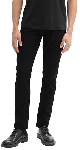 TOM TAILOR Denim Herren Piers Slim Jeans mit Stretch 10240 - Black Denim 32W / 34L