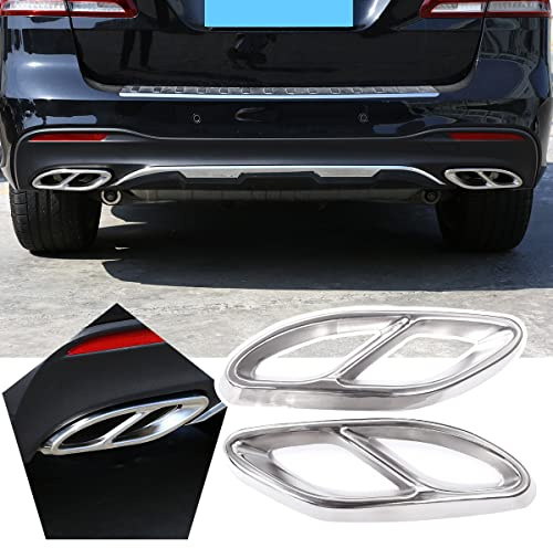 YUECHI 2pcs Gloss Black Steel Exhaust Trims for Mercedes Benz GLC C E-Class C207 Coupe 2014-2017 W213 W212 W205 X253 C180 C200 Car Part