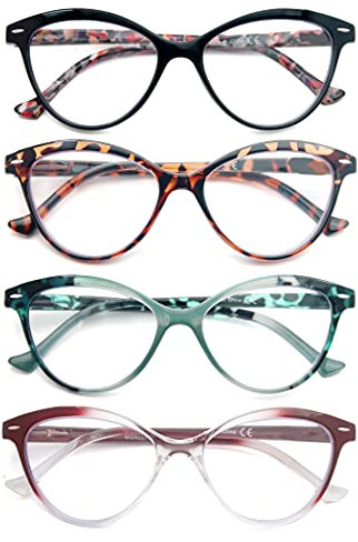 HEEYYOK Lesebrille Damen Blumen/Blumenmuster Katzenauge Lesebrillen +2.50 Bequeme Bunte Leichte Fassung