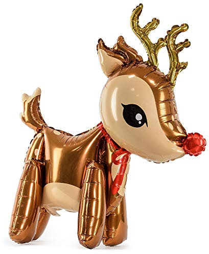 DekoHaus Foil Balloon Reindeer 3D 50 x 62 cm - Standing Christmas Balloon Shiny Only Can Be Filled with Air, Reindeer Figure Decoration for Christmas, Winter Party, Children's Birthday Party & Photo