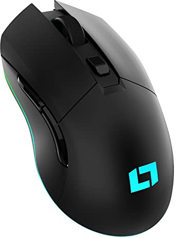 Lioncast LM45 WL – kabellose Gaming Maus 18.000 DPI Pixart Sensor, RGB Wireless Gaming Mouse PC, ultralange 55 Std Akku, 6 programmierbare Tasten, Dual Mode, wiederaufladbar & Ultraleicht (85g)