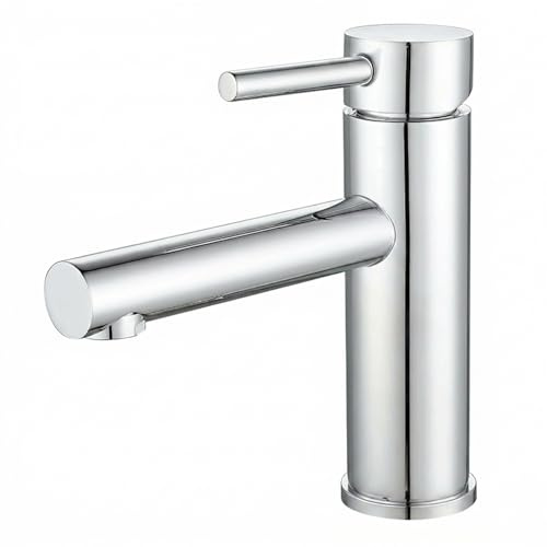 VALAZ Grifo Lavabo Cromado | Grifo Monomando Lavabo, Mezclador Agua Fría y Caliente, Ahorro de Agua | Instalación Facil y Rápida | Latón, Inoxidable, Elegante, Caño Recto, Serie Palancia